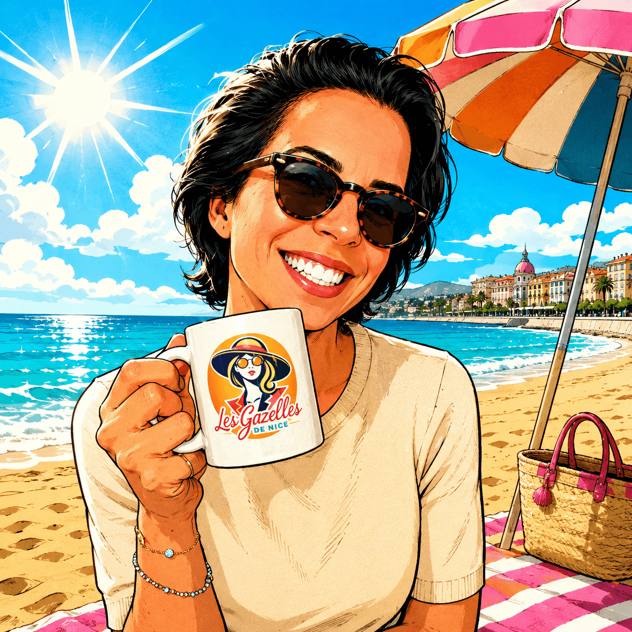 Gazelle avec le mug Les Gazelles de Nice